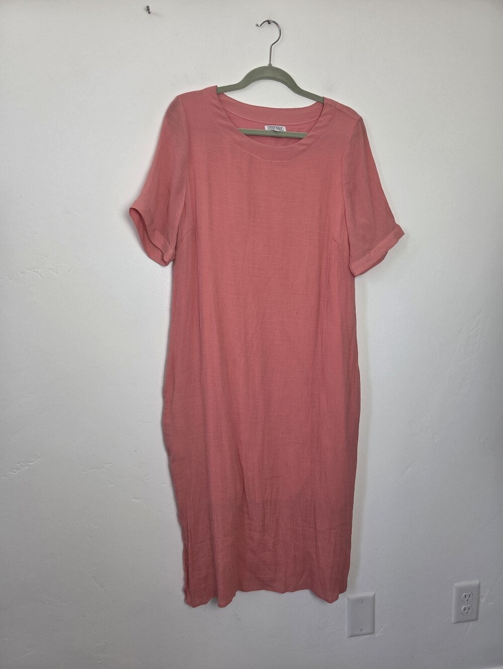 Sweet Salt Salmon Peach Coral Pink Crepe Maxi Dress Lightweight Summer Cruise XL